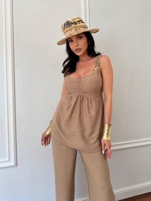 Compleu 2 piese cu pantaloni lungi NEPHIA bej - Img 2