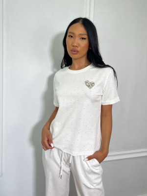Compleu, 2 piese, tricou si pantaloni lungi HARMONY alb - Img 2