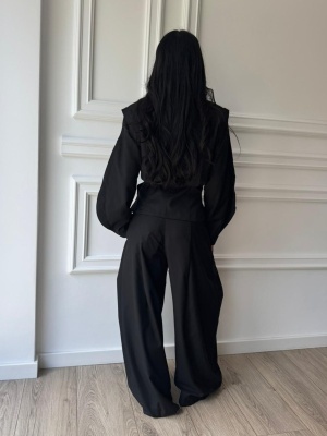 Compleu BLACK MUSE, cu jachetă cu cordon și pantaloni largi - Img 4