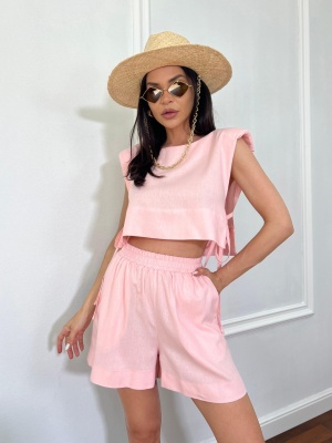 Compleu scurt, 2 piese, fara maneci ALEMONA roz