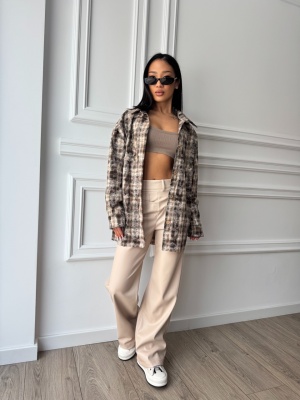 Pantaloni din piele eco MANTIS, cu talie înaltă și croiala elegantă - Img 4