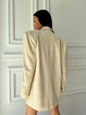 Sacou oversized ELLERY KISS din in, crem, umeri supradimensionați - Img 2
