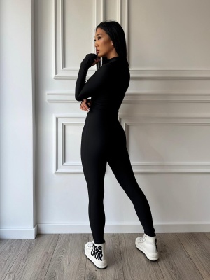 Salopetă modelatoare neagră MILLA, cu croială mulată și decolteu în V - Img 4