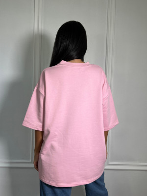 Tricou Real Life oversize Roz - Img 2