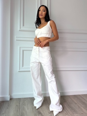 Blugi ROXIE, cu șiret decorativ la spate și croială wide leg - Img 3