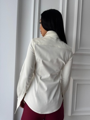 Cămașă DOLCE, off-white, feminină, elegantă și ușor cambrată - Img 2