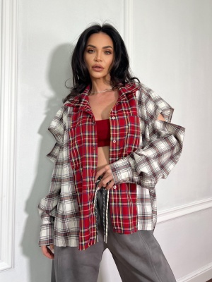 Cămașă în carouri tip oversize KELLY multicolor