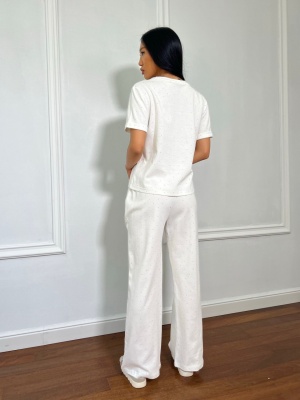Compleu, 2 piese, tricou si pantaloni lungi HARMONY alb - Img 3