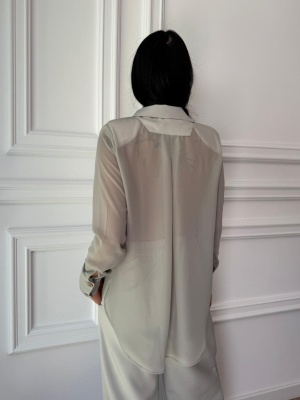 Compleu lung, 2 piese, cămașă și pantaloni tip oversize SUNSHINE FLOW gri - Img 3