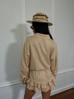 Rochie de in cu maneci largi MOANA bej - Img 3