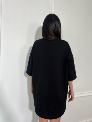 Tricou cu imprimeu tip oversize MILLIONAIRE negru - Img 2