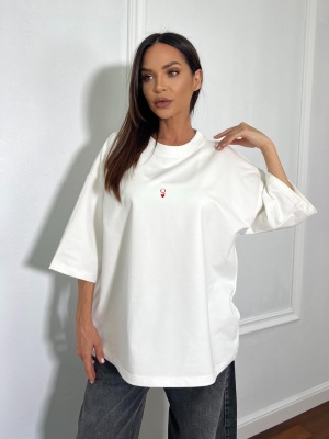 Tricou DRAMA QUEEN tip oversize alb