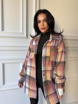 Cămașă casual MILLY, cu mâneci lungi, ușor oversized roz-portocaliu