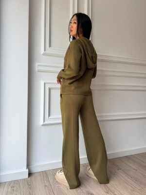Compleu GIULIA din două piese, kaki, cu hanorac cu fermoar și pantaloni lungi - Img 2