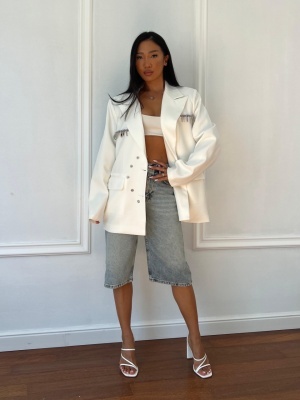 Sacou tip oversize cu accesorii VENERA ivoire - Img 3