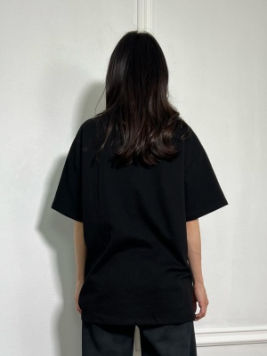Tricou cu imprimeu si strasuri MINNIE negru - Img 2