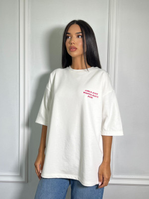 Tricou Have Fun oversize Alb
