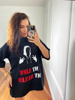 Tricou MYLIFE MYRULES oversize negru