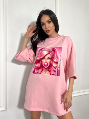 Tricou tip oversize BARBIE roz