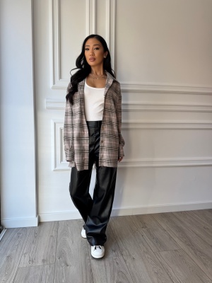 Cămașă casual VIVIA, cu mâneci lungi, ușor oversized roz-maro - Img 2