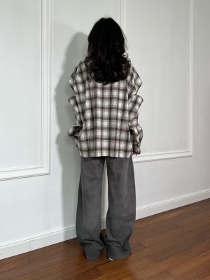 Cămașă în carouri tip oversize KELLY multicolor - Img 3
