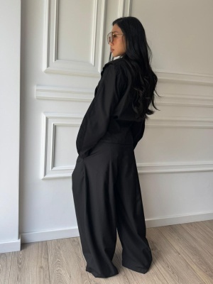 Compleu BLACK MUSE, cu jachetă cu cordon și pantaloni largi - Img 5