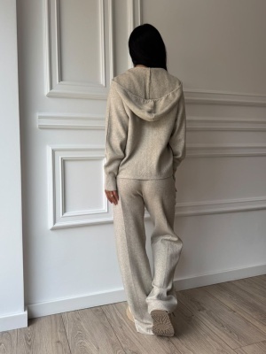 Compleu GIULIA din două piese, crem, cu hanorac cu fermoar și pantaloni lungi - Img 2