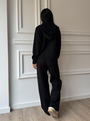 Compleu GIULIA din două piese, negru, cu hanorac cu fermoar și pantaloni lungi - Img 2
