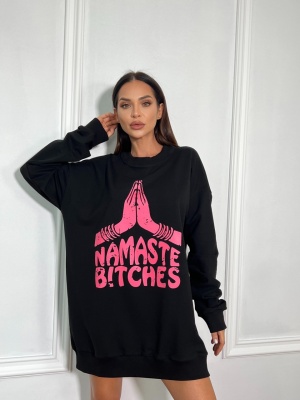 Hanorac NAMASTE tip oversize negru