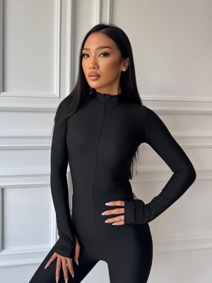 Salopetă modelatoare neagră MILLA, cu croială mulată și decolteu în V - Img 5