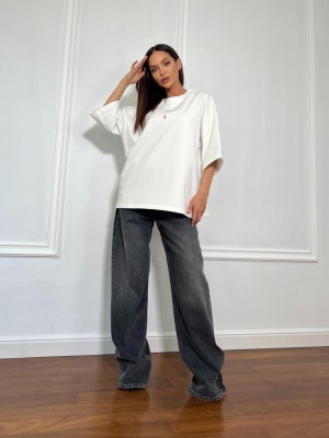 Tricou DRAMA QUEEN tip oversize alb - Img 3