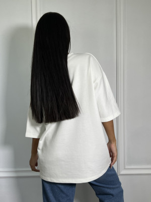 Tricou KINDNESS oversize alb - Img 2