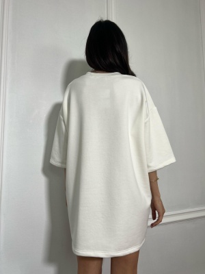 Tricou tip oversize 2CROISSANTS alb - Img 2