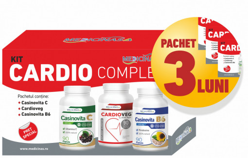 3 x KIT CARDIO COMPLEX - pentru susținerea funcțiilor cardiovasculare, GRATUIT la prima comandă cartea ”Ce mănânci ca să îți salvezi inima”