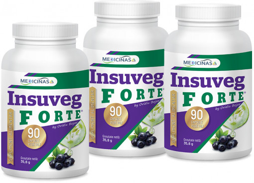 Insuveg FORTE - Pachet 3 flacoane + GRATUIT la prima comandă cartea ”Ce mănânci când ai diabet”.