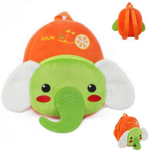 Ghiozdan pentru prescolari din plus, 20x23x9 cm, Multicolor, Elefant - GPC-39