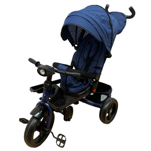 Tricicleta cu pozitie de somn, muzica si lumini, 8 luni - 4 ani, Albastru - TMR-46-albastru