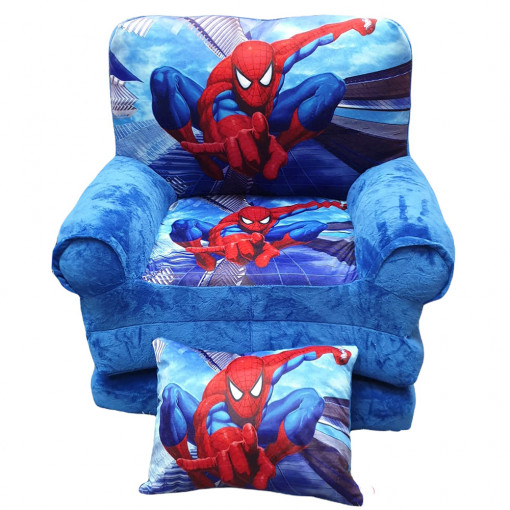 Fotoliu din plus extensibil in 3 pliuri, Amazing Spider-Man, 120 cm, Albastru - FPE-17