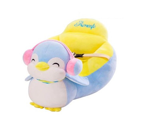 Fotoliu din plus pentru bebelusi cu spatar, Pinguin, 45 cm, Multicolor, FPS-16