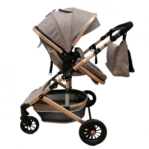Carucior 2 in 1 pentru copii, cu maner reversibil si suspensii, 0-36 luni - CPC-31-kafea