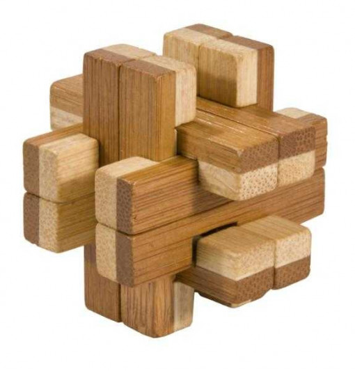 Joc logic IQ din lemn bambus in cutie metalica Doubleblock