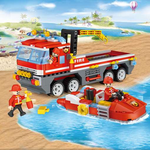 Set de construit, Camioane si Barci de salvare a incendiilor- CWT-84