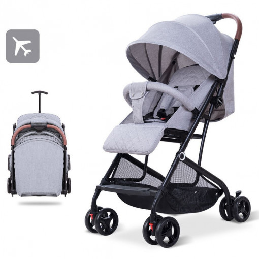 Carucior sport ușor și compact, pliere facilă, ideal pentru călătorii, centură de siguranță în 5 puncte, Gri - CPC-33-gri