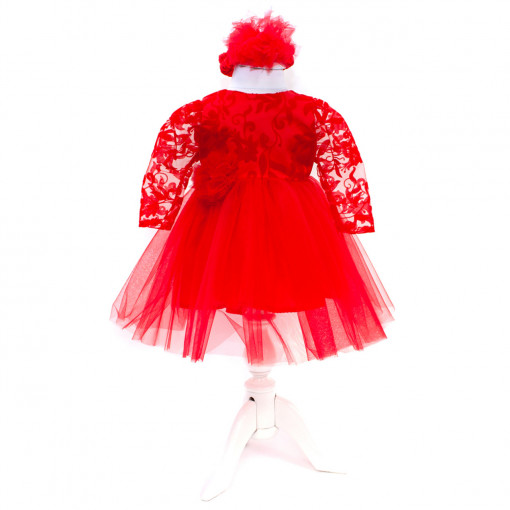 Rochita eleganta fetite din tafta, tulle cu accesorii si captusala din bumbac - Alb - 0-4 • 4-8 • 8-12 luni - RBD-02
