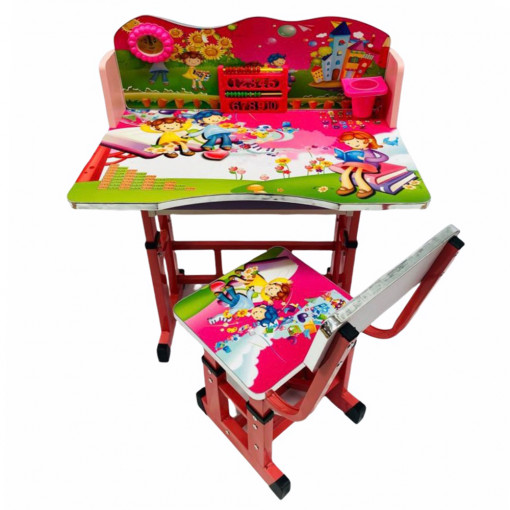 Birou cu scaunel pentru copii, 69x45x62 cm, Fericire, Roz - MSP-22