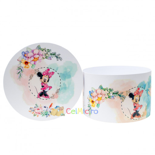 Cutie trusou botez, 30x30 cm, Minnie, Roz-Bleu - CPT-12
