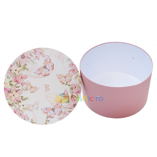 Cutie trusou botez colorata, 30x30 cm, Fluturi, Roz - CPT-32
