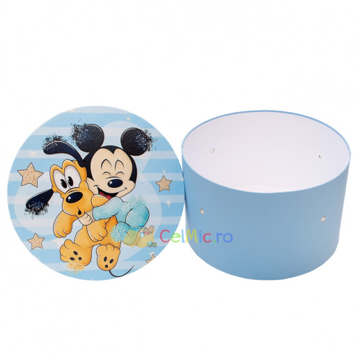 Cutie trusou botez colorata, 30x30 cm, Pluto, Alb-Bleu - CPT-23