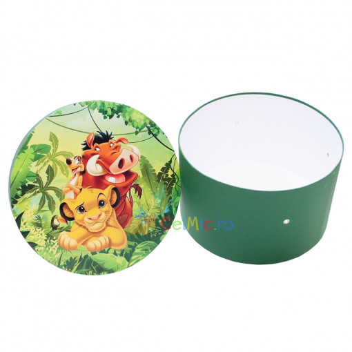Cutie trusou botez colorata, 30x30 cm, Timon si Pumbaa, Alb-Verde - CPT-28