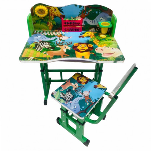 Birou cu scaunel pentru copii, 69x45x62 cm, Zoo, Verde - MSP-24